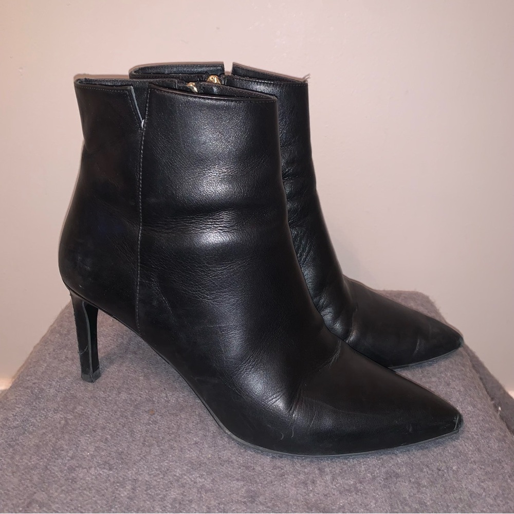 LK Bennett Black Leather Stiletto Ankle Boots 40